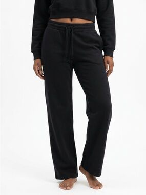 Women's Black Drawstring Wide-Leg Sweatpants